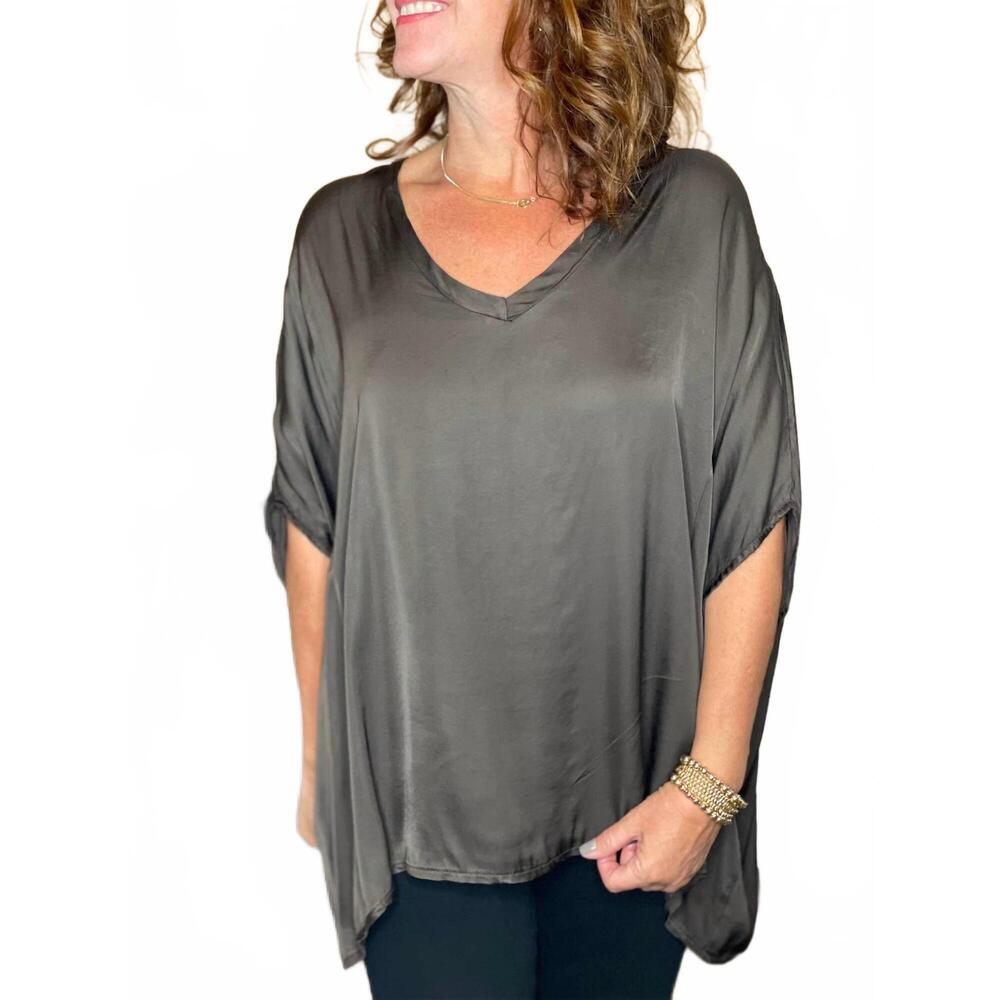 NEW SOFIA COLLECTIONS justin silk top in chocolate